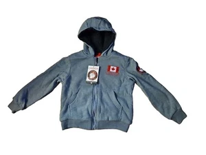 Canada Kids Warm Sherpa Lined Full Zip Up Fleece Hoodie Sweatshirt Coat Jacket M - Picture 1 of 5