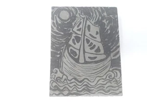 Estampilla de linóleo American Crayon Co. envío bloque de madera Ohio EE. UU. impresión de colección 4x3" - Imagen 1 de 7