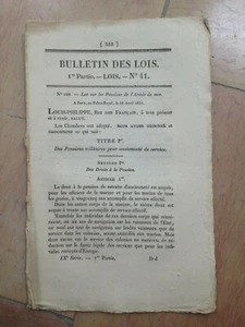 BULLETIN DES LOIS 1831 N°41 Lois sur les pensions de l'armée de mer E.O. - Picture 1 of 1