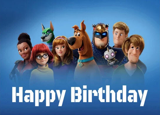 SCOOBY DOO dog & Friends Happy Birthday Scene Setter  wall mural BACKDROP 5'x3' - Image 1 of 1