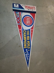 Vintage 1990 Detroit Kolben hinten 2 hinten NBA Champions Wimpel Wincraft Bad Boys Neu aus altem Lagerbestand - Bild 1 von 5