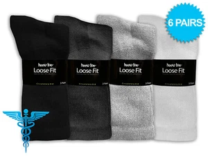 6 Pairs of Diabetic Crew Socks Loose Fit Top Circulator Non-Binding Neuropathy - Picture 1 of 5