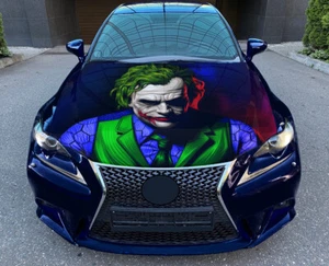 Joker Car Hood Wrap Full Color Vinyl Decal Villain Sticker Fit Any Car #5 - Foto 1 di 4