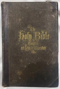 1871 HITCHCOCK'S Analysis of HOLY BIBLE w/ Girolt Family History Illinois - Picture 1 of 12