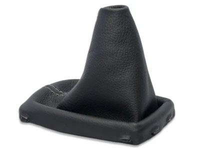 PARA VOLVO S60 II V60 XC60 FUNDA PALANCA DE CAMBIOS CUERO NEGRO COSTURAS GRIS - Imagen 1 de 4