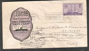 WWII FDC cover steamship Savannah GA to Cpl Woodward Camp Haan/directory service - Picture 1 of 1