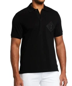 Fendi Black Pique Polo Shirt With FF Mesh Patch Logo. Size L.  - Picture 1 of 10