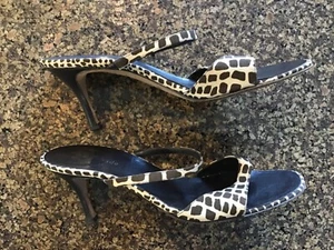 Kate Spade Animal Print Giraffe Kitten Heels Strappy Sandals Brown Nude Size 9 B - Picture 1 of 8