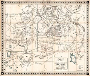 Póster de arte de pared Boise & Owyhee mapa minero oro plata en Idaho y Oregon 1864 - Imagen 1 de 3