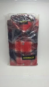 NIP Chandler Cotton Flannel True Vtg Button Down Shirt Red Plaid 1980s  - Picture 1 of 7