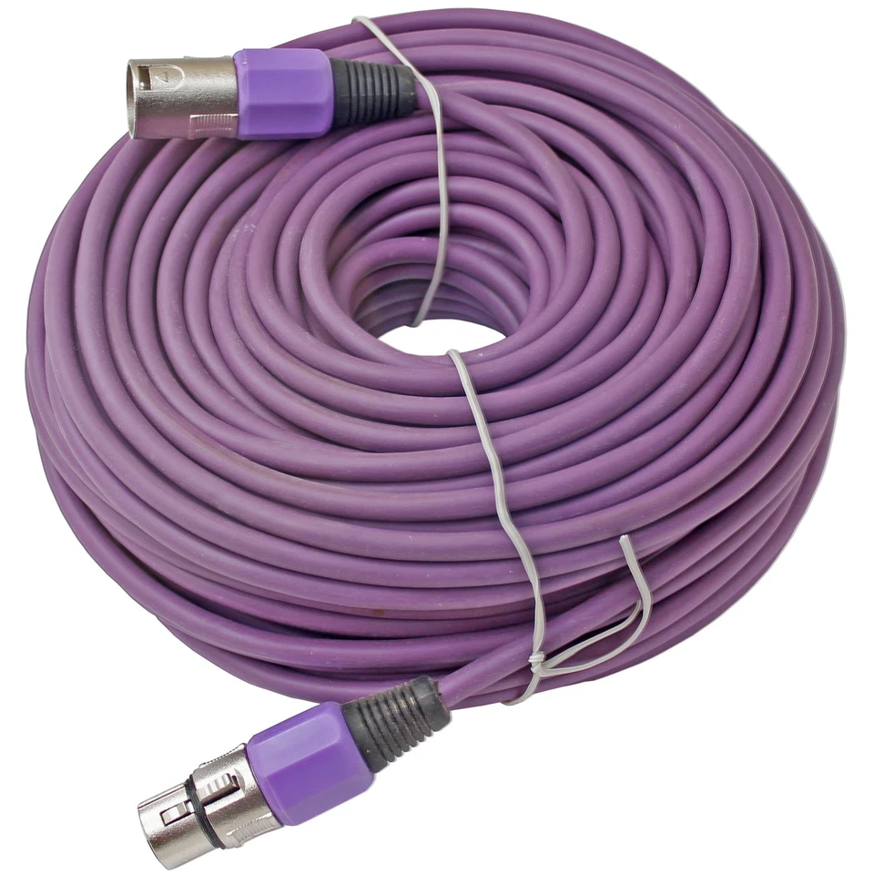 YOVUS 100 ft foot XLR 3pin Male to Female PURPLE mic microphone extension cable cord