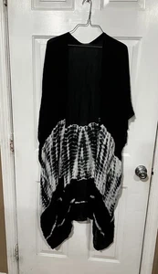 NWOT Sheer Kimono Womens Black White Tie Dye Boho Duster One Size - Bild 1 von 4