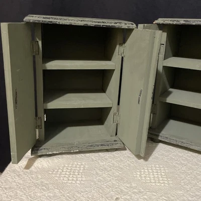 Vintage Doll's Hand Painted Floral Wood Cupboard ~ 11” X 7” ~ Three Shelves - Image 1 of 4