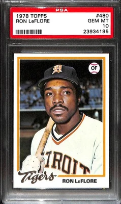 1978 Topps #480 RON LeFLORE PSA 10 GEM-MT 23934195  - Image 1 of 3