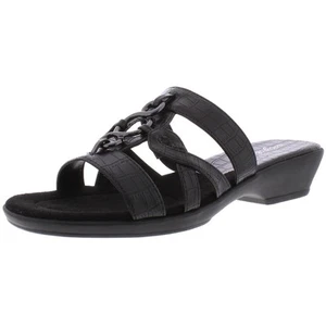 Easy Street Womens Torrid Faux Leather Strappy Slide Sandals Shoes BHFO 4699 - Picture 1 of 9
