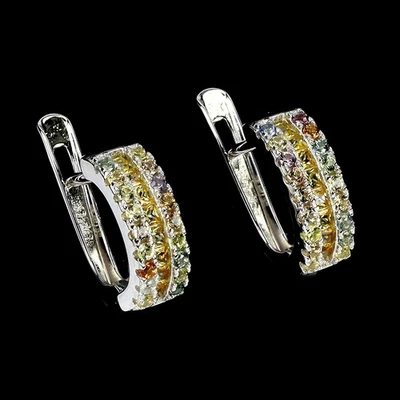 Pendientes de plata de ley 925 princesa zafiro amarillo piedras preciosas naturales joyería Foto 1 de 4