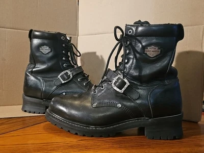 Harley-Davidson Men’s Motorcycle Boots 11½ 91003 Black Biker Buckle Combat - Image 1 of 4