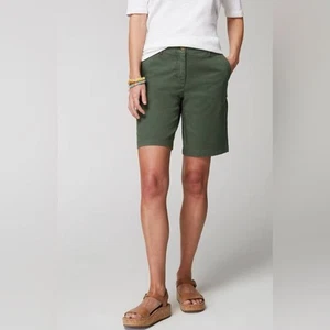 J. Jill Trapunto Stitched Chino Shorts 9” Olive Green Bermuda Womens Size 8 - Picture 1 of 16