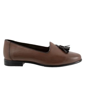 Trotters Liz Tassel T2224-104 Womens Brown Wide Leather Loafer Flats Shoes - Picture 1 of 8