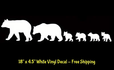 SIGNAGE CAFE 18" Bear Family White Vinyl Graphic Decal Car Truck Window Camper RV