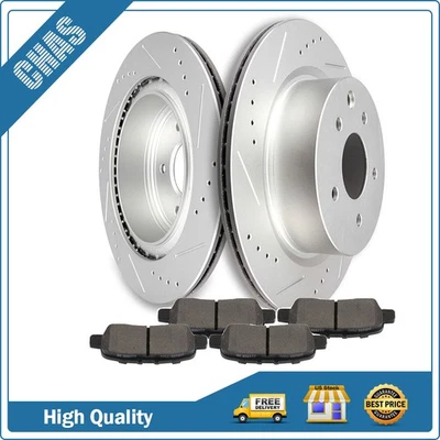 Rotores de freno traseros perforados y ranurados pastillas de freno para Infiniti EX35 G25 2005-2017 Foto 1 de 4