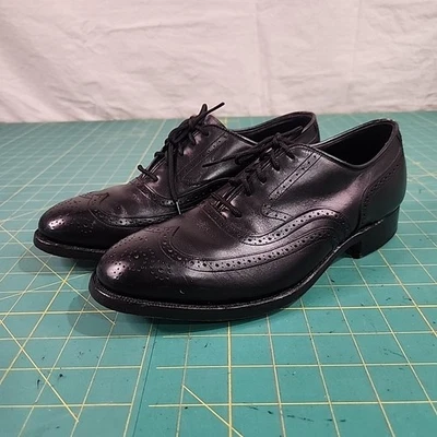 Sapatos sociais masculinos Johnston Murphy Crown Aristocraft 7D preto Conley ponta de asa Oxford - Imagem 1 de 4