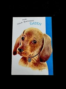 1 Tarjeta de Felicitación de Cumpleaños Marjorie Cooper De Colección Muy Dulce Perro Cachorro con Etiqueta Plateada - Imagen 1 de 3