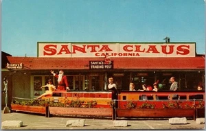 C1950s SANTA CLAUS (Carpinteria) CA postal Santa y tren Streamliner miniatura - Imagen 1 de 2