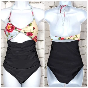 CUPSHE Monokini One-Piece Swimsuit Floral Twist Top Size Small Cruise Resort NWT - Picture 1 of 7