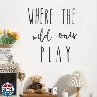Letrero de madera Where the Wild Ones Play arte de pared decoración para niños y niñas P Foto 1 de 4