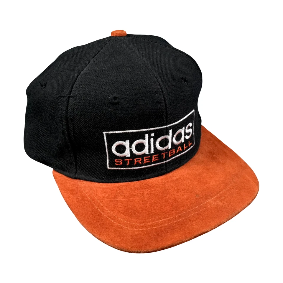 Vintage Adidas Hat Cap Snap Back Black Basketball 90s Streetball Logo Script 🔥 - Image 1 of 4