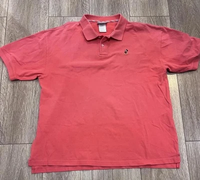 Disney Men's Coral Polo Shirt with Mickey Mouse Embroidery, Size Large - Image 1 of 4