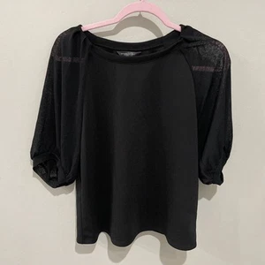 Banana Republic Top Womens Size S Black Blouse Sheer Elbow Sleeves Classic - Imagen 1 de 9
