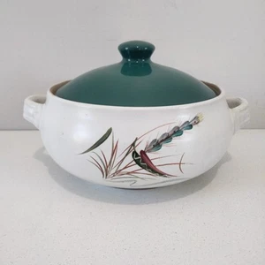 Vtg Denby Stoneware Green Wheat Lidded Casserole Dish 2Pt - 1.2 L England EXC - Picture 1 of 7
