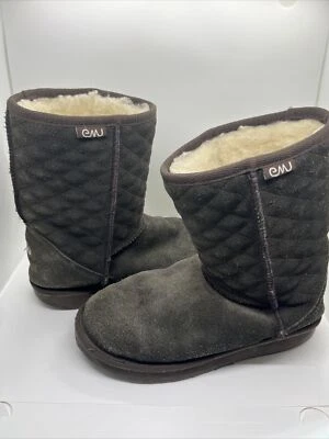 Botas de Invierno EMU Australia - Marrón Talla Mujer 7 Hombre 6 Gamuza Forradas en Lana Superior Foto 1 de 4