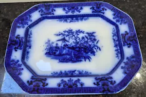 Atemberaubende antike Davenport Amoy Flow blaue 13" Platte asiatisches Design, um 1840 - Bild 1 von 8