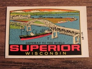Vintage LAKE SUPERIOR Wisconsin WI Travel Souvenir Luggage Window Decal - Picture 1 of 1