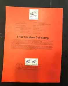 Scott 2468 $1.00 Seaplane double coil stamps; FDC - Souvenir Page from USPS 1990 - Picture 1 of 1