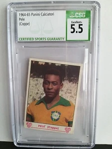** PELE' ** ROOKIE PANINI CALCIATORI 1964/65 CSG GRADE 5,5 (EXCELLENT+) NEW !!! - Imagen 1 de 5