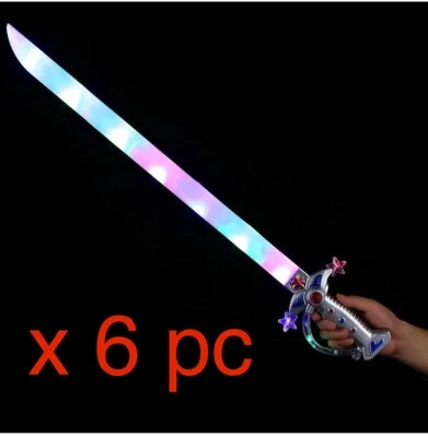 6 pc x  LED Glow Magic Light Up Sword Motion Activated Sounds Children’s Parties - image 1 of 4