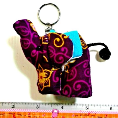Tiny handmade violet wild animal purple elephant gift doll souvenir key ring  - Image 1 of 4