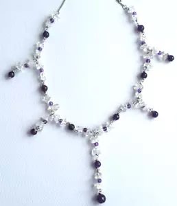 Amethyst & Quartz Cystal Necklace in Sterling Silver - Picture 1 of 2