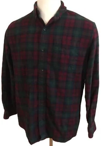 Men LL Bean Flannel Shirt Long Sleeve L/S Slightly Fitted Red Green 298167 GUC - Picture 1 of 10