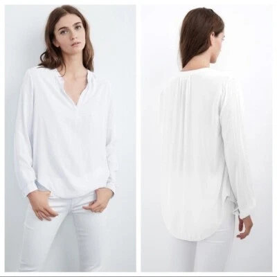 Blusa VELVET By Graham & Spencer Rosie Lux Slub Henly manga longa branca P $128 D9 - Imagem 1 de 4