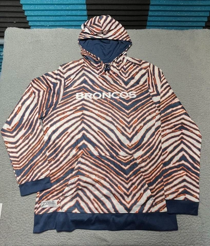 Denver Broncos Hoodie Mens Large Vintage 90s Zubaz NFL Sweatshirt Long Sleeve Cover