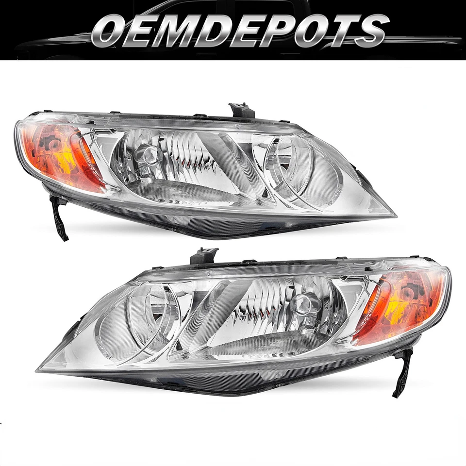 Conjunto de faros cromados para Honda Civic 2006-2011 sedán 4 puertas 06-11 Foto 1 de 1