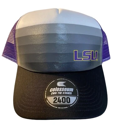 LSU NUEVO Sombrero de Camionero Snapback Coliseo Atletismo Licencia Colegial Negro Púrpura Foto 1 de 4