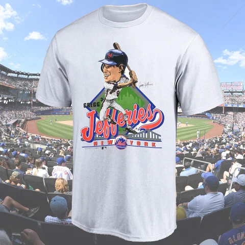 NY Mets Gregg Jefferies Funny Caricature T-Shirt Vintage Styled For Men S Cover