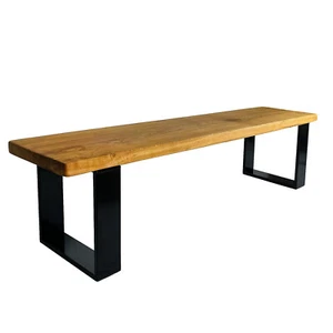 Sitzbank Woodhood aus Massivholz Eiche und einem stabilen Stahlgestell Holzbank - Bild 1 von 9