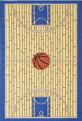 Alfombra Baloncesto Azul para Niños - Cancha de Baloncesto, Azul (2'2"x3') Foto 1 de 4